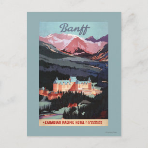 Überblick über das Banff Springs Hotel Poster Postkarte