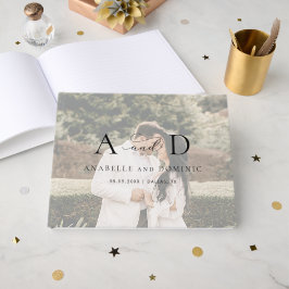 Überblindendes Foto Monogram Elegant Script Hochze Gästebuch
