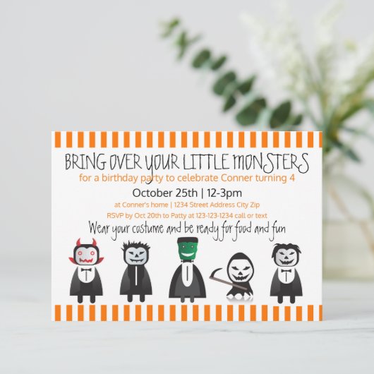 Überbringen Sie Ihre Monster - Einladung zum Gebur (Stehend Vorderseite)