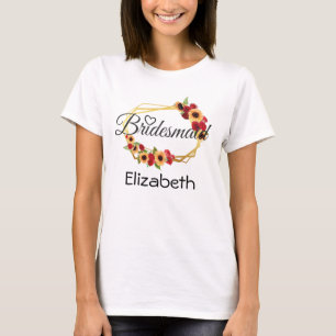 Überbrückungsgeschenk, Sonnenblume, Rose, Goldrahm T-Shirt