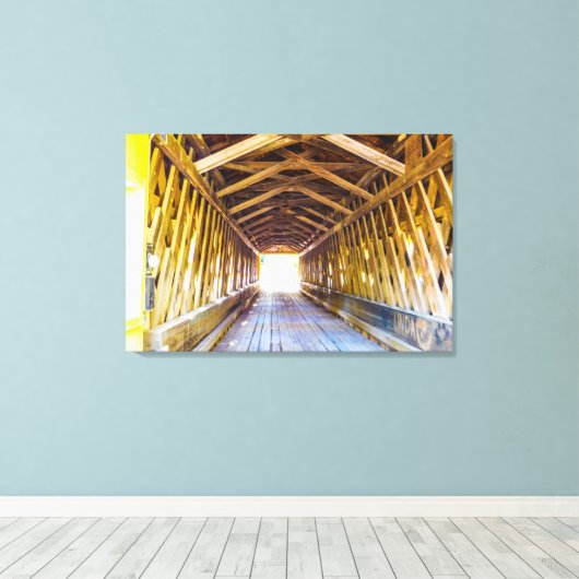 Überdachte Bridge-Ansicht Leinwanddruck (Insitu (Holzboden))