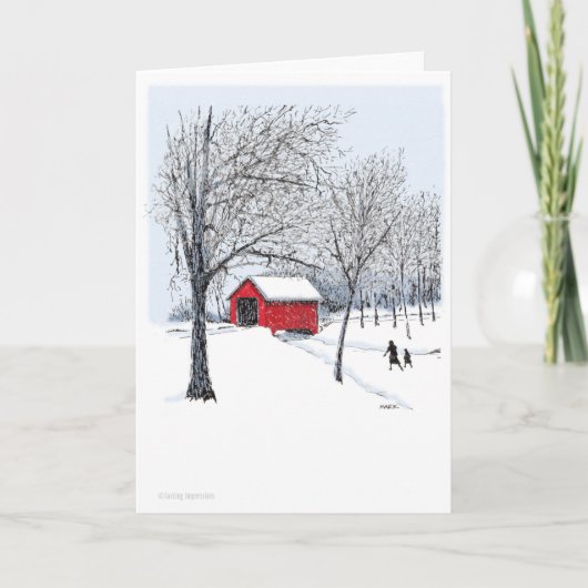 Überdachte Brücke Feiertagskarte (Vorderseite)