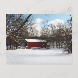 Überdachte Brücke im Winter Postkarte