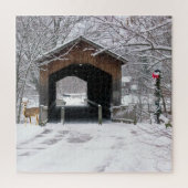 Überdachte Brücke im Winter Puzzle (Vertikal)