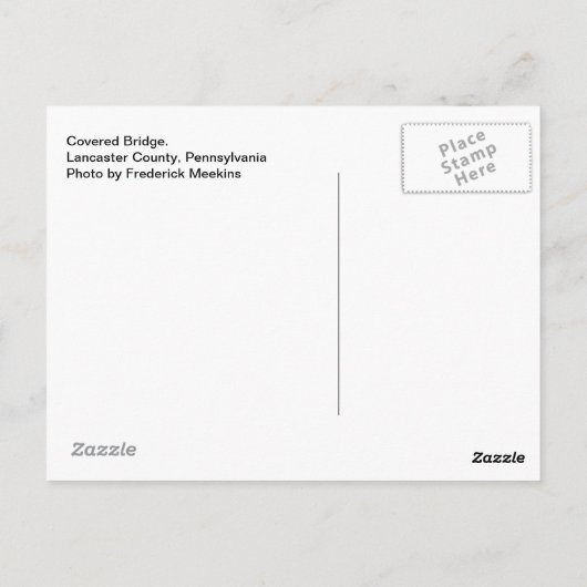 Überdachte Brücke. Lancaster Landkreis, PA Postkarte (Rückseite)