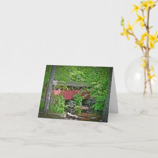 Überdachte Brücke Notecard Karte (Gelbe Blume)