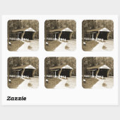 Überdachte Brücke Quadratischer Aufkleber (Blatt)