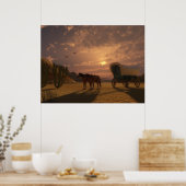 Überdachter Wagen bei Sonnenuntergang - Großer Dru Poster (Küche)