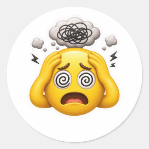 Überdenk-Emoji-Angst-Aufkleber Runder Aufkleber