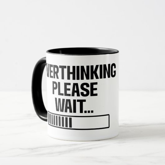 Überdenken Bitte warten Keramik Tasse (Vorderseite Links)