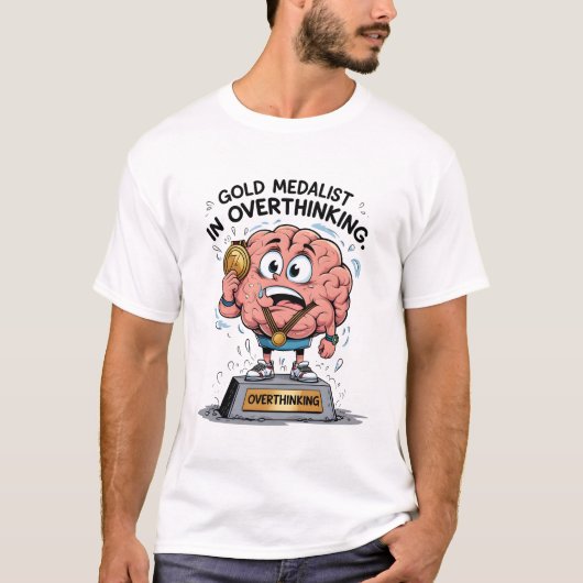 Überdenken Champion - Funny Brain Cartoon T-Shirt (Vorderseite)