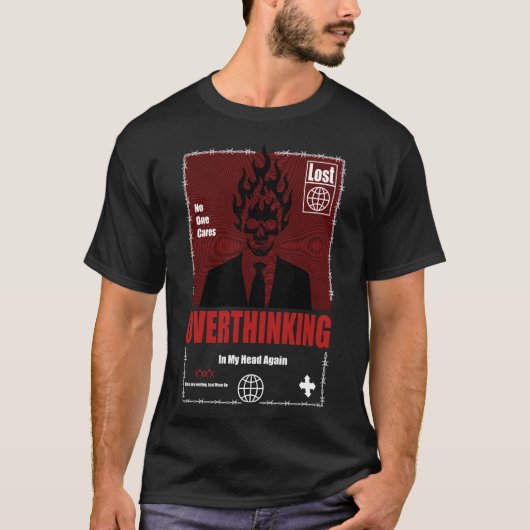 Überdenken des flammenden Schädels T-Shirt (Vorderseite)