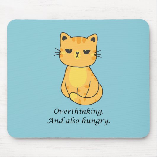 Überdenken und hungrige Orangenkatze Mousepad (Vorne)