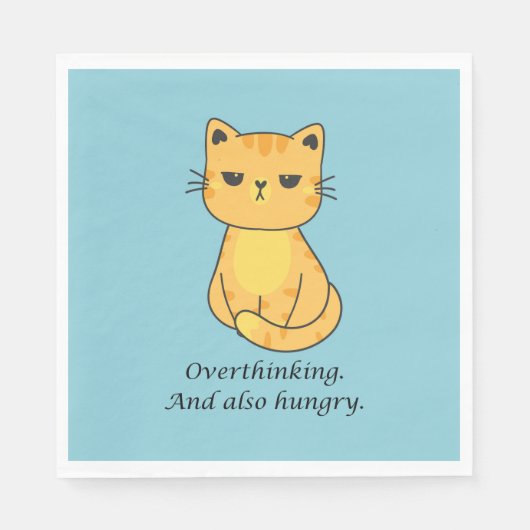 Überdenken und hungrige Orangenkatze Serviette (Vorderseite)