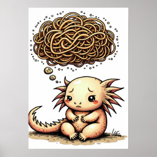 Überdenkender Axolotl Introvertierten-Humor Lustig Poster