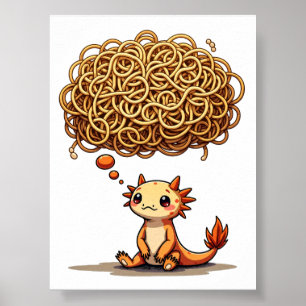 Überdenkender Axolotl Lustiger Notizbuch-Aufkleber Poster