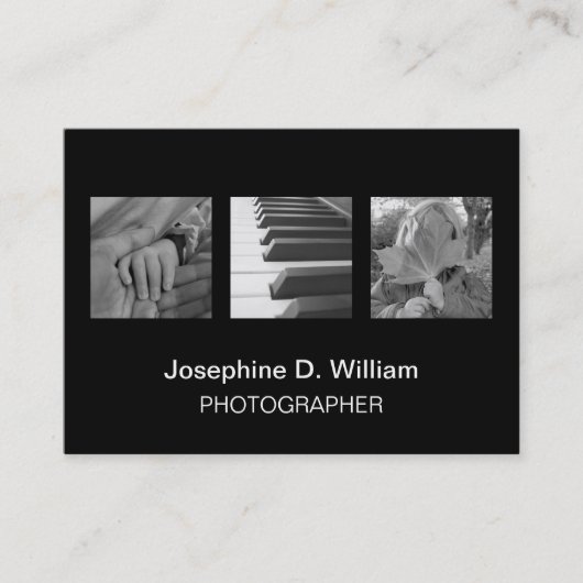 Überdimensionale 3 Fotos oder Logo Schwarz-weiß mo Visitenkarte (Vorderseite)