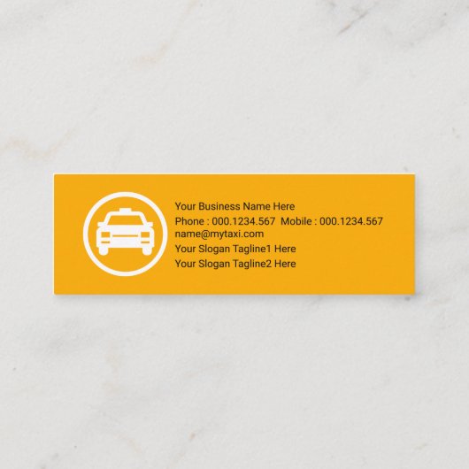 Überdimensionaler Alphabet-T Bold Yellow Taxi Serv Mini Visitenkarte (Rückseite)