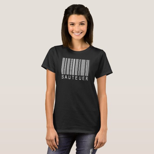 Überdimensionaler Shirt Strichcode weiß "SAUTEUER" (Vorne ganz)