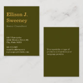 Überdimensionales Moosgrau, berufliche, fette Type Visitenkarte (Vorne/Hinten)