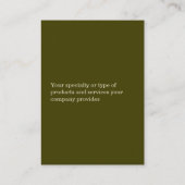 Überdimensionales Moosgrau, berufliche, fette Type Visitenkarte (Rückseite)