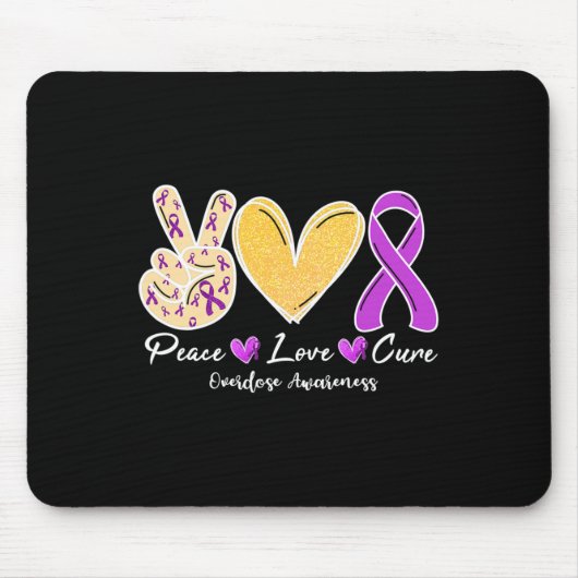 Überdosierung Bewusstsein Frieden Liebe Herz Ribbo Mousepad (Vorne)
