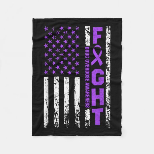 Überdosierung Lila Ribbon-amerikanisches Flag-Medi Fleecedecke (Vorderseite)