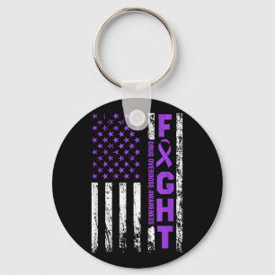 Überdosierung Lila Ribbon-amerikanisches Flag-Medi Schlüsselanhänger