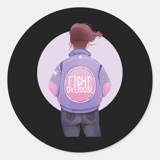 Überdosierung Lila Ribbon Überdosis Awaren Runder Aufkleber (Vorderseite)