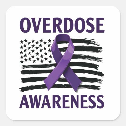 Überdosierung: Monat des amerikanischen Flaggenmon Quadratischer Aufkleber (Vorderseite)