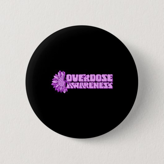 Überdosis-Bewusstsein Lila Band Drogenabhängigkeit Button (Vorderseite)