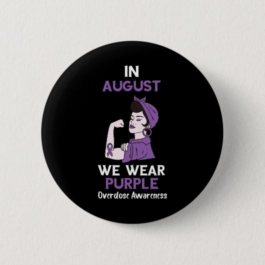 Überdosis-Bewusstseinsmonat im August Lila Band O Button (Vorderseite)