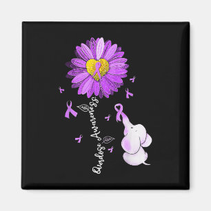 Überdosis-Bewusstseinsmonat Sonnenblumenband Lila Magnet