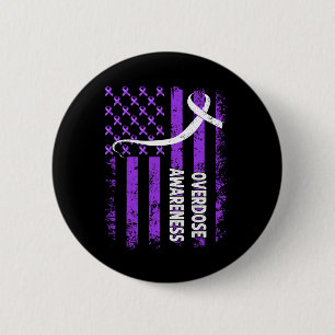 Überdosis-Bewusstseinsmonats-Flagge Lila für Ehema Button