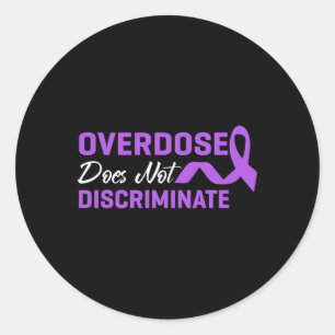 Überdosis diskriminiert nicht Purple Awareness Ri Runder Aufkleber