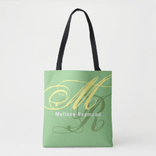 Überdruck Monogramm Salbei-Grün-Tasche Tasche