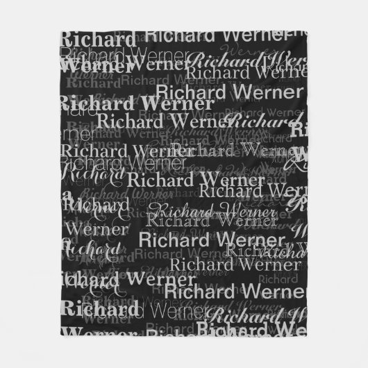 Überdrucke mehrfache Namen Schwarzweiß-modern Fleecedecke (Vorderseite)
