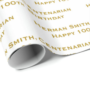 Überdrucke Wiederholen von Text - Gold/Weiß Geschenkpapier