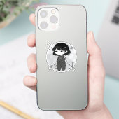 Überdrüssige, ästhetische Chibi-Mädchen-Illustrati Aufkleber (Telefon)