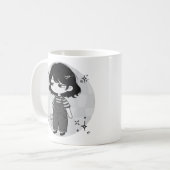 Überdrüssige, ästhetische Chibi-Mädchen-Illustrati Kaffeetasse (Vorderseite Links)