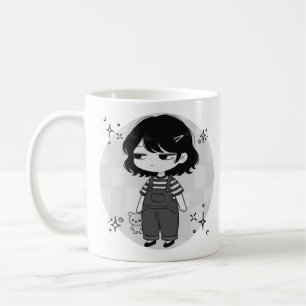 Überdrüssige, ästhetische Chibi-Mädchen-Illustrati Kaffeetasse
