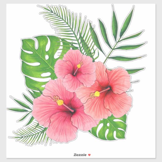 Übereinkommen über tropischen Hibiskus Vinyl Decal Aufkleber (Blatt)