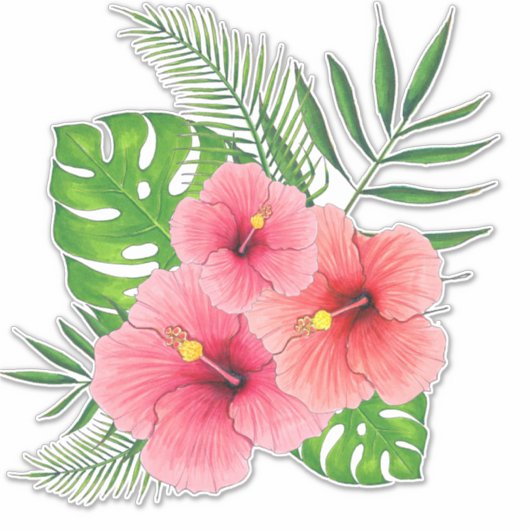 Übereinkommen über tropischen Hibiskus Vinyl Decal Aufkleber (Vorderseite)