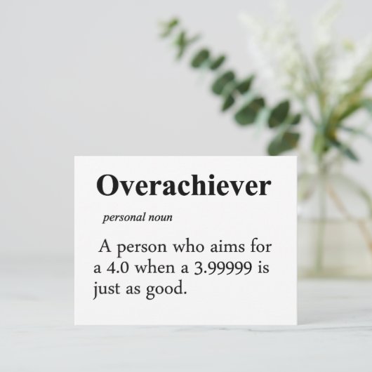 Übererfüllungsdefinition Postkarte (Stehend Vorderseite)