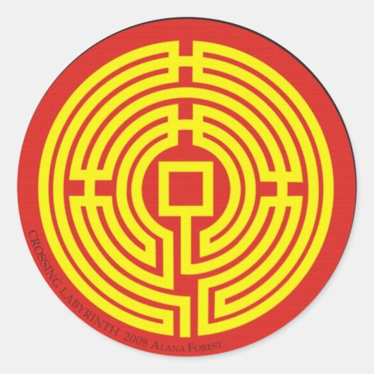 Überfahrtlabyrinthchinese Runder Aufkleber (Vorderseite)