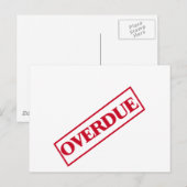 Überfällige Briefmarke - Rote Tinte Postkarte (Vorne/Hinten)