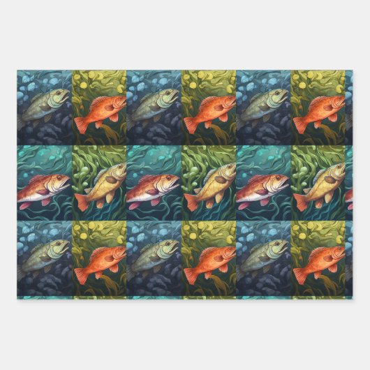 Überfischung Geschenkpapier Set (Vorderseite)