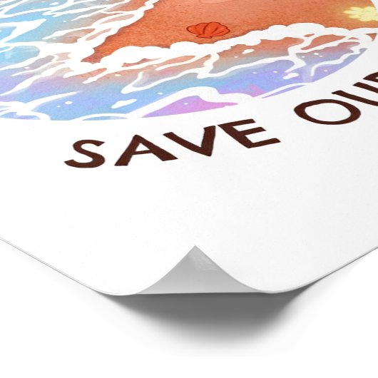 Überfischung Rette unser Surfplakat Poster (Ecke)