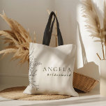 Überfließende Bouquet Bridesmaid Tasche<br><div class="desc">Diese moderne,  spielerische und dennoch raffinierte Totentasche mit einem blumengeschmückten Blumenstrauß,  gepaart mit schicker Typografie in dunkelgrün,  koordiniert mit dem helleren Grün auf der Rückseite. Der Kontrast von schwarzem Blumen und Grün verleiht Ihrer Hochzeitsfeier einen zusätzlichen Glamour.</div>