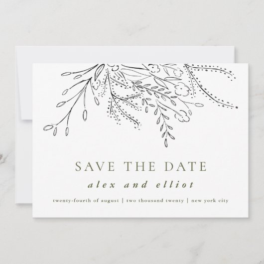 Überfließende Bouquet Wedding Save The Date (Vorderseite)